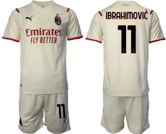 AC Mailand 2021/22 Auswärtstrikot beige-rot mit Aufdruck Ibrahimović 11