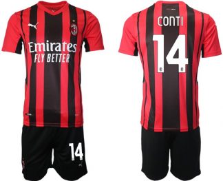 AC Milan Andrea Conti #14 Herren Heimtrikot Trikotsatz Kurzarm + Kurze Hosen
