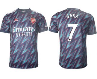 FC Arsenal Auswärtstrikot 2022 3rd Trikot blau mit Aufdruck SAKA 7