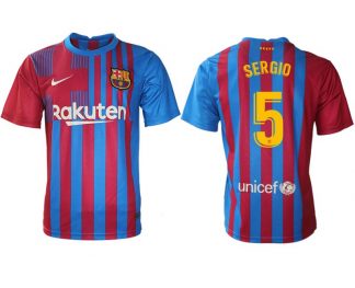FC Barcelona 21/22 Herren Heimtrikot blau/rot mit SERGIO 5 Individualdruck gelb