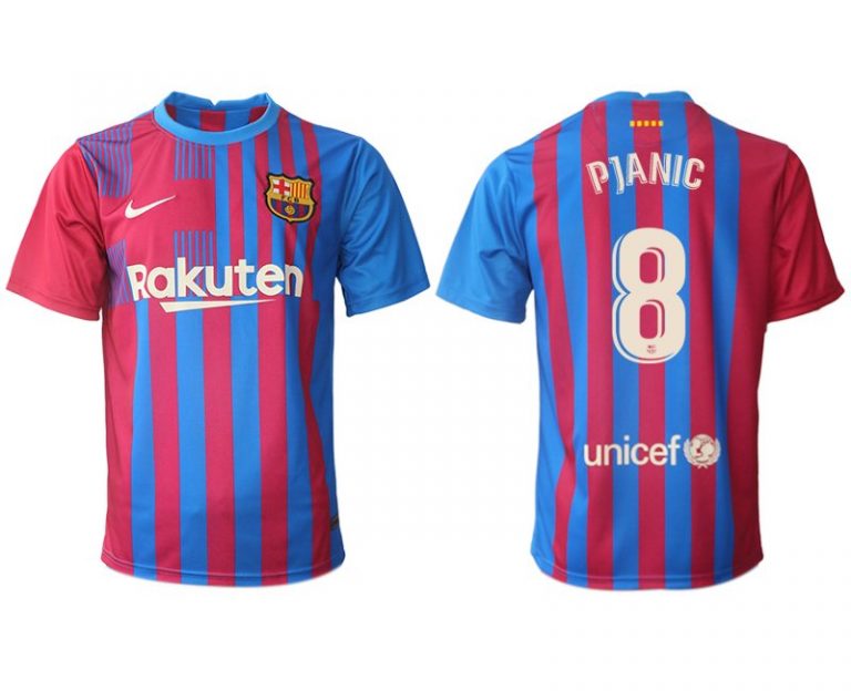 FC Barcelona Heimtrikot 2021/22 Herren Fußballtrikots blau mit Aufdruck Pjanic 8