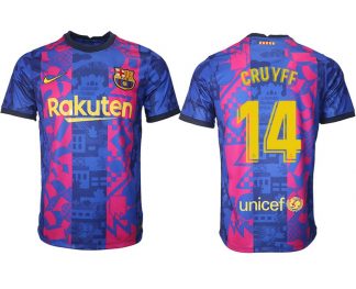 FC Barcelona Trikot UCL 2021/2022 Blau mit CRUYFF 14 Individualdruck
