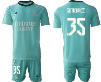Fußball Trikotsatz 3rd Real Madrid Ausweichtrikot 2022 grün mit Aufdruck Gutierrez 35