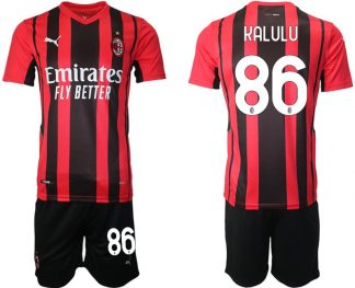 Günstige Fußballtrikots AC Milan Pierre Kalulu Nummer 86 Heim Trikot + Kurze Hosen