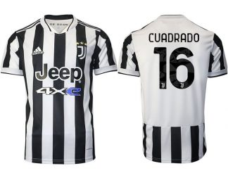 Günstige Fußballtrikots Juventus Turin Heimtrikot 2022 mit Aufdruck Cuadrado 16