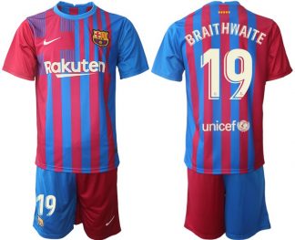 Herren FC Barcelona 2021/22 Heimtrikot blau/rot mit Aufdruck Braithwaite 19