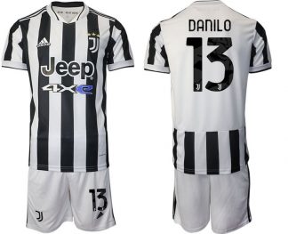 Juventus Turin Heimtrikot Set 2022 schwarz weiss mit Aufdruck Danilo 13
