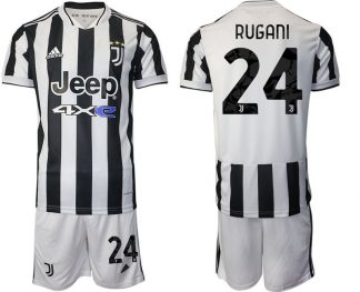 Juventus Turin Heimtrikot Set 2022 schwarz weiss mit Aufdruck Rugani 24