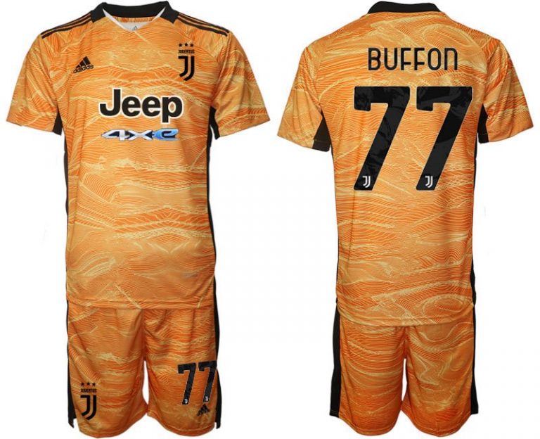Juventus Turin Torwarttrikot Set 2022 orange mit Aufdruck Buffon 77