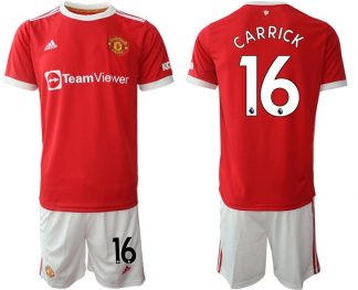 Manchester United 2022 Herren Fußballtrikot Carrick 16 Heim Trikotsatz rot