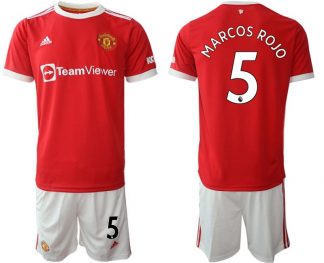 Manchester United 2022 Herren Heim Trikotsatz Marcos Rojo 5 rot/weiß