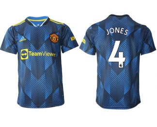 Manchester United Ausweichtrikot 2022 blau mit Aufdruck Jones 4
