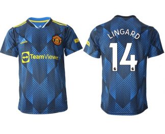 Manchester United Ausweichtrikot 2022 blau mit Aufdruck Lingard 14