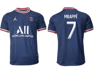 Paris Saint Germain Heimtrikot 2021/22 dunkelblau/weiß mit Aufdruck Mbappé 7