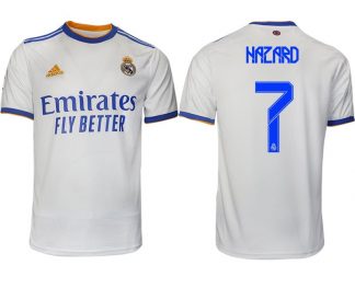 Real Madrid Heimtrikot 2022 weiß blau mit Aufdruck Hazard 7
