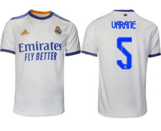 Real Madrid Heimtrikot 2022 weiß blau mit Aufdruck Varane 5