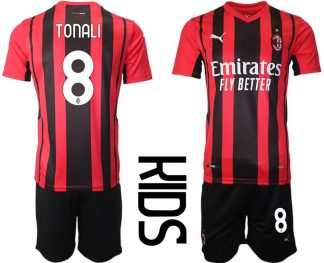 AC Milan Sandro Tonali 8 Offizielles Set 2022 Nummer 8 Trikot + Shorts