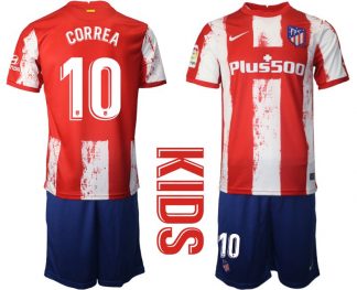 Atlético de Madrid Heimtrikot in rot 2021/2022 für Kinder mit Aufdruck CORREA 10