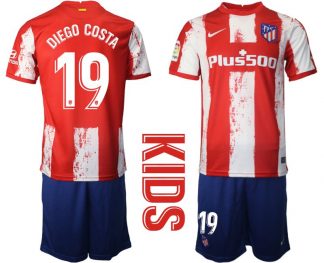 Atlético de Madrid Heimtrikot in rot 2021/2022 für Kinder mit Aufdruck Diego Costa 19