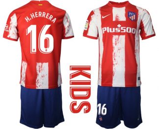 Atlético de Madrid Heimtrikot in rot 2021/2022 für Kinder mit Aufdruck H.Herrera 16