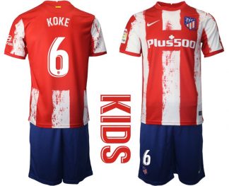 Atlético de Madrid Heimtrikot in rot 2021/2022 für Kinder mit Aufdruck KOKE 6