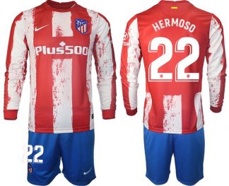 Atlético Madrid 2021/22 Heimtrikot Langarm + Kurze Hosen mit Aufdruck HERMOSO 22