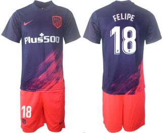 Atlético Madrid Auswärtstrikot 2021/2022 dunkelblau/pink mit Aufdruck Felipe 18