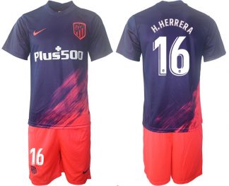Atlético Madrid Auswärtstrikot 2021/2022 dunkelblau/pink mit Aufdruck H.Herrera 16