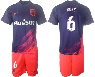 Atlético Madrid Auswärtstrikot 2021/22 dunkelblau/pink Kurzarm + Kurze Hosen KOKE 6