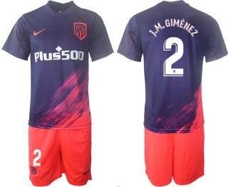 Atletico Madrid Auswärtstrikot 2021-22 dunkelblau/pink mit Aufdruck J.M.Giménez 2
