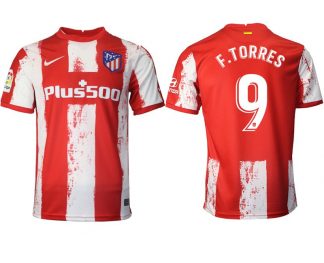 Atlético Madrid Herren Heimtrikot 2021-22 rot/weiß mit Aufdruck F.Torres 9