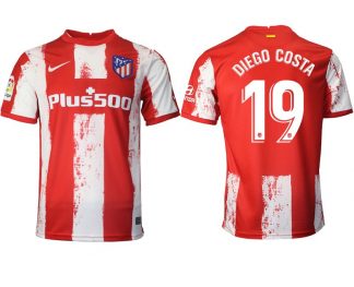 Atlético Madrid Stadion Heimtrikot 2021-22 rot/weiß mit Aufdruck Diego Costa 19