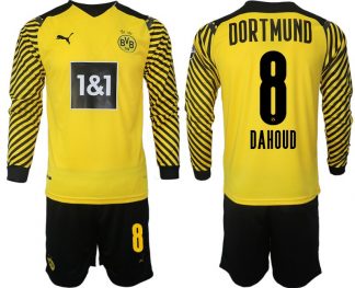 Borussia Dortmund 2022 Heimtrikot gelb-schwarz Langarm + Kurze Hosen Dahoud 8