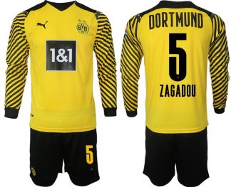 Borussia Dortmund 2022 Heimtrikot gelb-schwarz Langarm + Kurze Hosen Zagadou 5