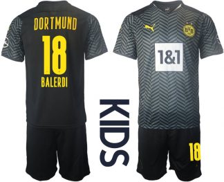 Borussia Dortmund BVB Auswärtstrikot 2022 für Kinder mit Aufdruck Balerdi 18