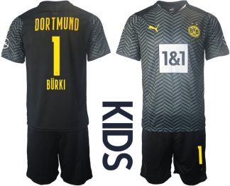 Borussia Dortmund BVB Auswärtstrikot 2022 für Kinder mit Aufdruck Bürki 1