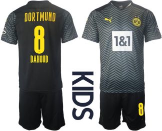 Borussia Dortmund BVB Auswärtstrikot 2022 für Kinder mit Aufdruck Dahoud 8