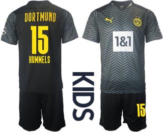 Borussia Dortmund BVB Auswärtstrikot 2022 für Kinder mit Aufdruck Hummels 15