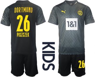 Borussia Dortmund BVB Auswärtstrikot 2022 für Kinder mit Aufdruck Piszczek 26