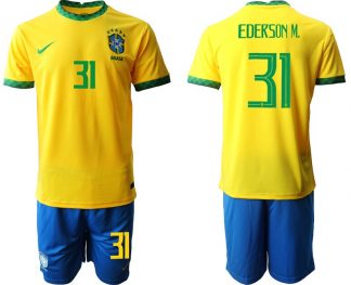 Brasilien Herren Heimtrikot 2022 in gelb mit Aufdruck EDERSON M. 31