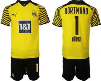 BVB Borussia Dortmund Heimtrikot Bürki 1# Herren 2022 Gelb Schwarz Trikotsatz