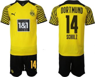 BVB Borussia Dortmund Heimtrikot Herren 2022 Schulz 14# Gelb Schwarz Trikotsatz