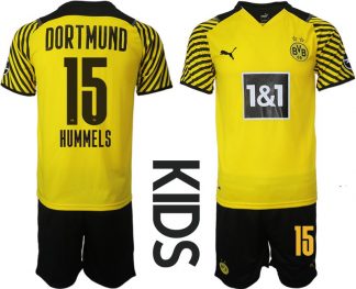 BVB Borussia Dortmund Heimtrikot in gelbe 2022 für Kinder mit Aufdruck Hummels 15
