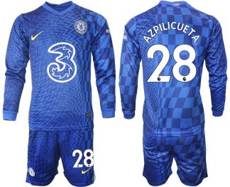 Chelsea FC Heimtrikot 2022 blau Langarm Trikotsatz mit Aufdruck Azpilicueta 28