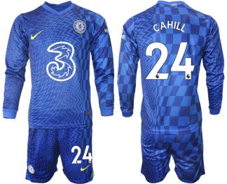 Chelsea FC Heimtrikot 2022 Lange Ärmel Trikotsatz in blau mit Aufdruck Cahill 24