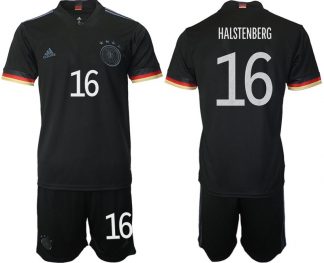 DFB Deutschland Auswärtstrikot Herren EM 2020 schwarz mit Aufdruck HALSTENBERG 16