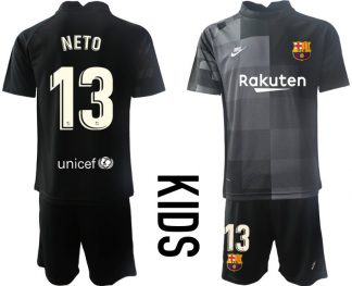 FC Barcelona Torwarttrikot schwarz Kinder Trikotsatz Kurzarm + Kurze Hosen NETO 13