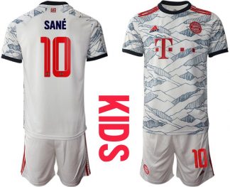 FC Bayern München Ausweichtrikot weiß 2022 für Kinder mit Aufdruck Sané 10