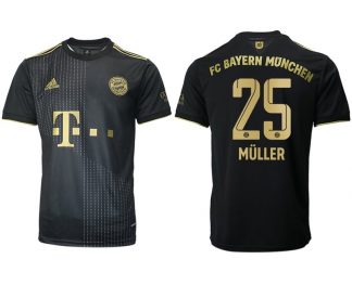 FC Bayern München Herren Auswärts Trikot 2021/22 schwarz/gold mit Aufdruck Müller 25
