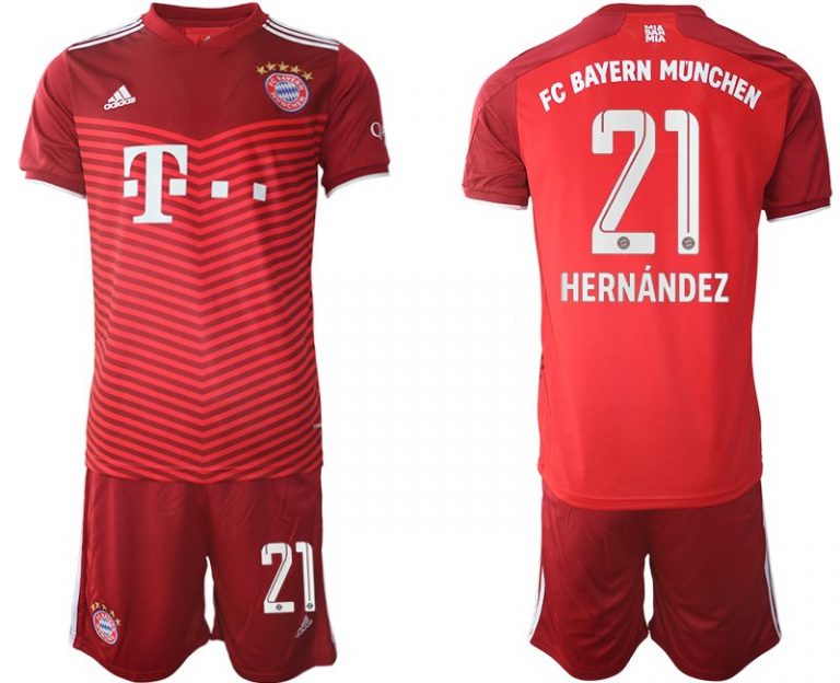 FC Bayern München Saison 2021/22 Heimtrikot rot mit Aufdruck Hernandez 21-1